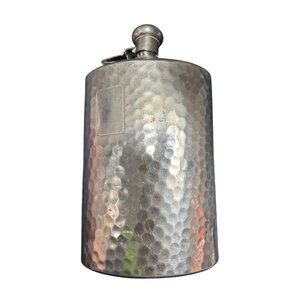 Flask Hammered Chromed Brass Circa Pre WW2 Twist Top Vintage German Co Marked
